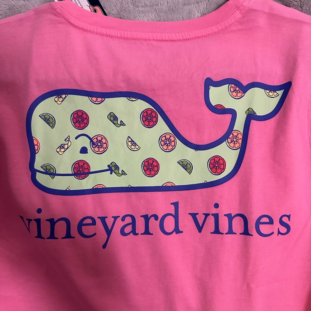 Vineyard Vines Pink Short Sleeve Tee with Whale Graphic